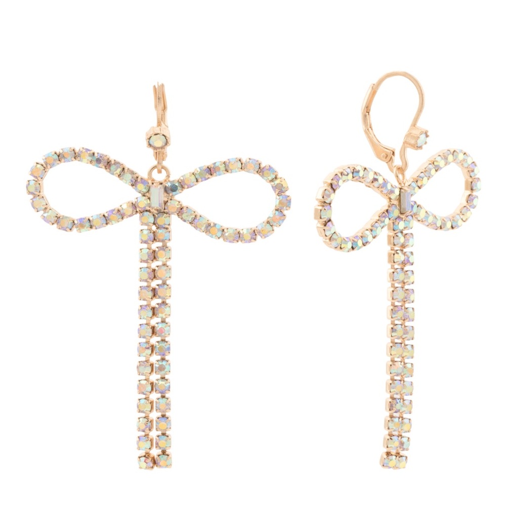Betsey Johnson Elegant Bow Crystal Earrings
